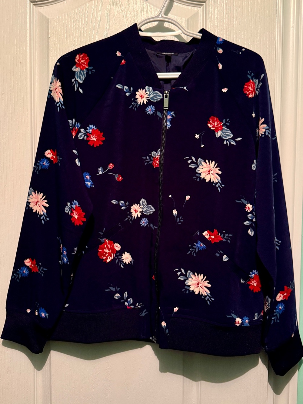 Reitman’s Floral Zip-Front Bomber Jacket - Navy